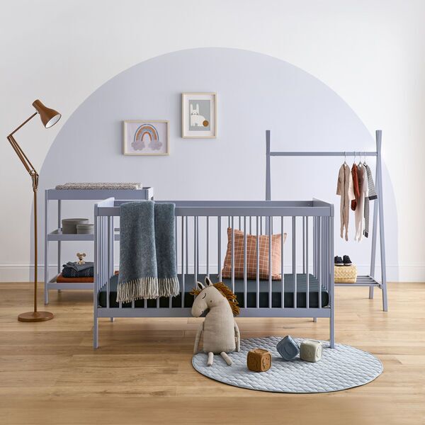 Nola 3er Set (Kleiderstange, Wickelkommode, Kinderbett) | blau, image 1 of 5