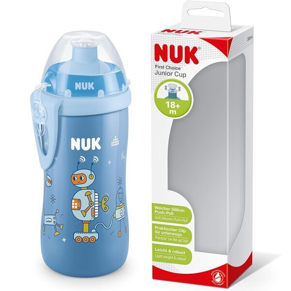 NUK Junior Cup Trinklernflasche mit Push-Pull-Tülle | blue 1