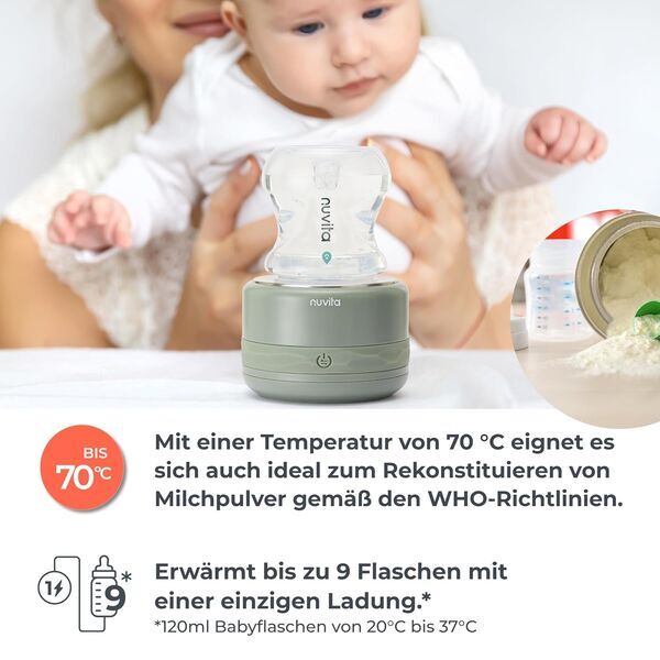 Nuvita 1166 Warm70 Kabelloser bottle warmer | Salbeigrün, image 2 of 3