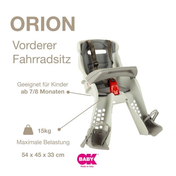 OKBABY Orion bicycle-Kindersitz for Lenker | grau | grey, image 1 of 3