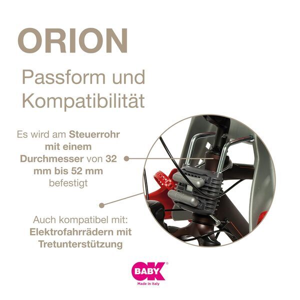 OKBABY Orion bicycle-Kindersitz for Lenker | grau | grey, image 3 of 3