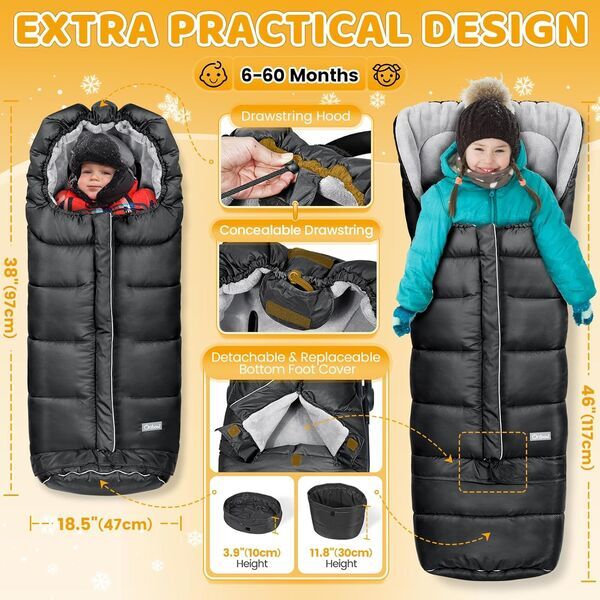 Orzbow footmuff for stroller | black, image 2 of 3