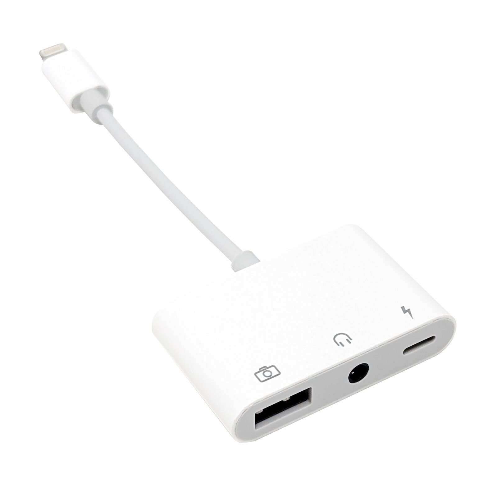 3-in-1 Lightning port adapter (USB-A, USB-C, AUX) | wit