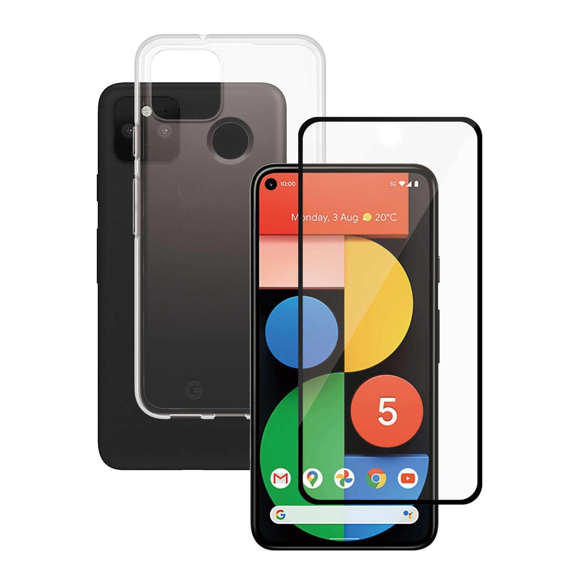 Hülle transparent & Displayschutz PanzerGlass Google Pixel 5