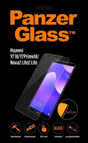 Skærmbeskytter Huawei | PanzerGlass™ | Huawei Y7 18/Y7Prime18/Nova 2 Lite/Honor 7C | Clear Glass