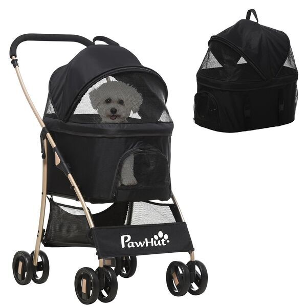 PawHut 2-u-1 Hundewagen | crna, image 1 of 3