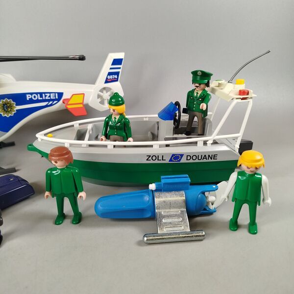 Playmobil Bundle police & Zoll Einsatzset helicopter boat motorcycle figures | multicolored, image 1 of 3