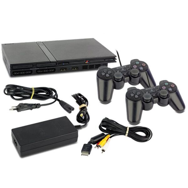 Sony PlayStation 2 Slim | 2 Controller | schwarz