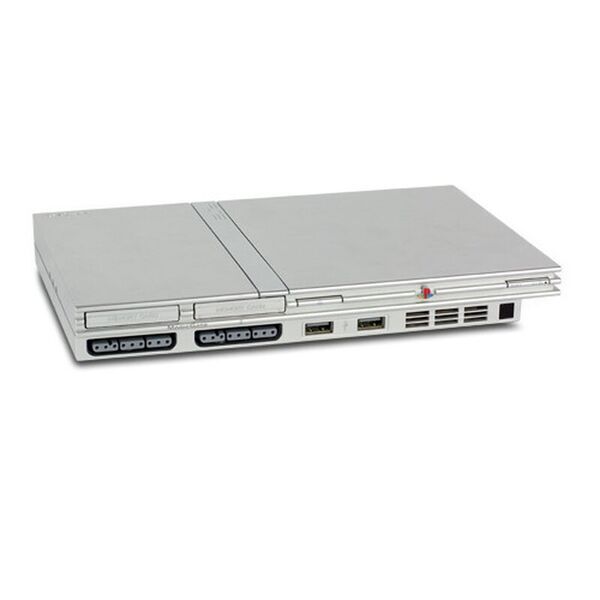 Sony PlayStation 2 Slim (PS2 Slim) | jeu inclus | Argent | 1 Manette | Grand Theft Auto San Andreas (Version allemande), image 1 of 3
