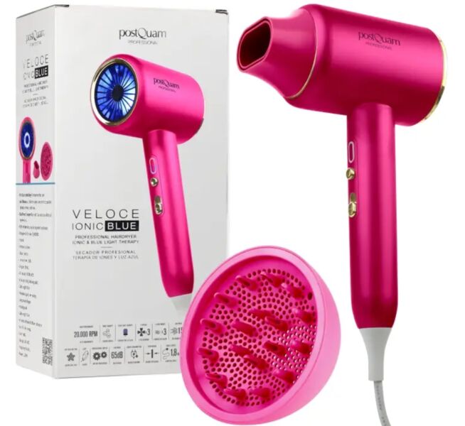postQuam Veloce ionic blue hair dryer - blue | rosa, image 1 of 2