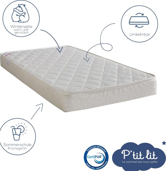 P'tit Lit - Essential baby mattress - 60x120 cm | wit, image 3 of 3
