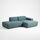 Pyllow corner sofa right chaise longue Feingewebe pigeon blue | petrol, thumbnail 1 of 4