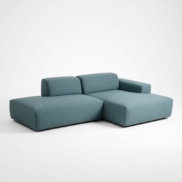 Pyllow corner sofa right chaise longue Feingewebe pigeon blue | petrol, image 1 of 4
