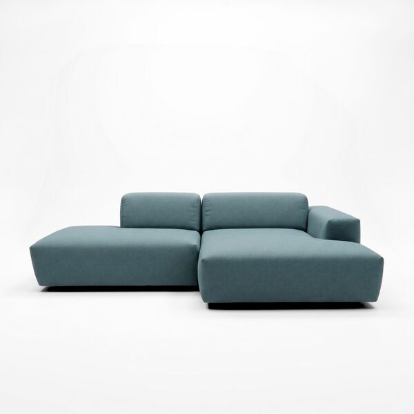 Pyllow corner sofa right chaise longue Feingewebe pigeon blue | petrol, image 2 of 4