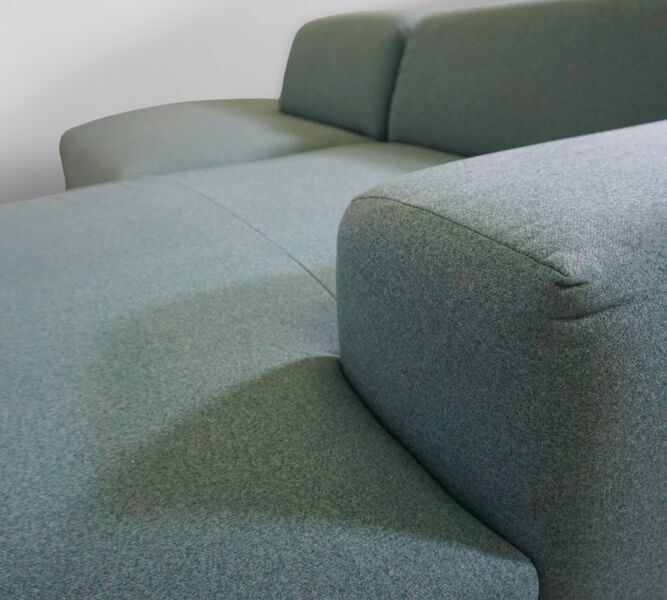 Pyllow corner sofa right chaise longue Feingewebe pigeon blue | petrol, image 4 of 4