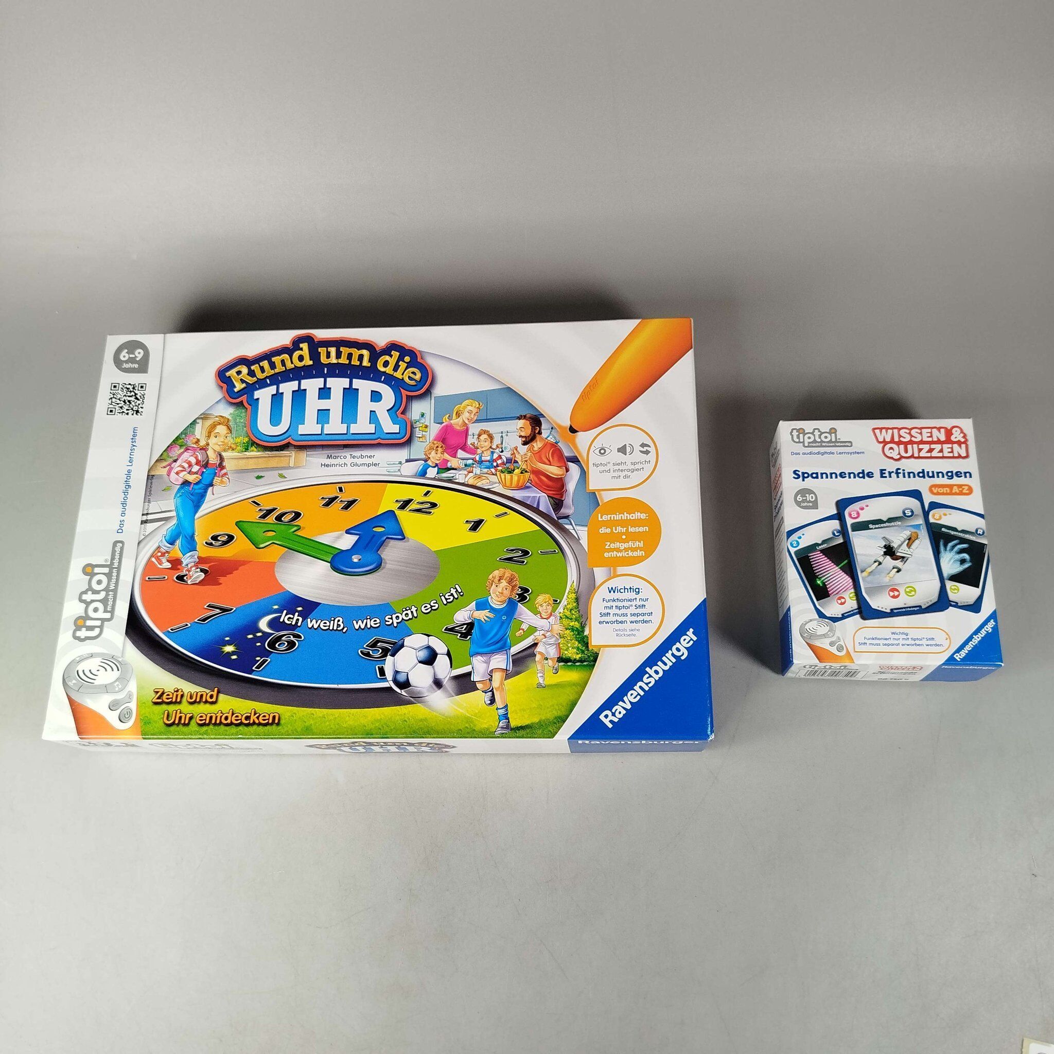Ravensburger Bundle tiptoi Set von 2 Lernspiele Wissen & Quizzen Rund um die Uhre