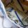 REFISHED - SPORTY BAG #CEMENT beige-blue | Size S | with pom poms thumbnail 3/4