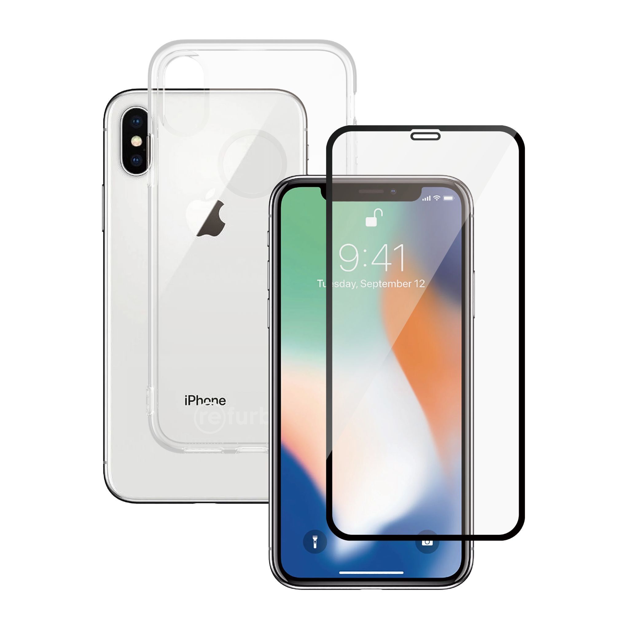 Hülle transparent & Displayschutz PanzerGlass iPhone X/XS