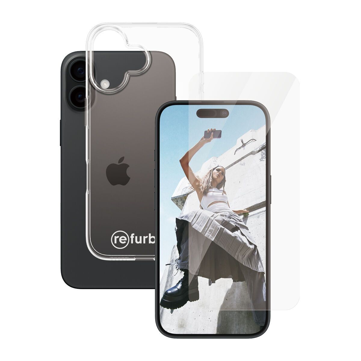 Hülle transparent & Displayschutz PanzerGlass iPhone 16