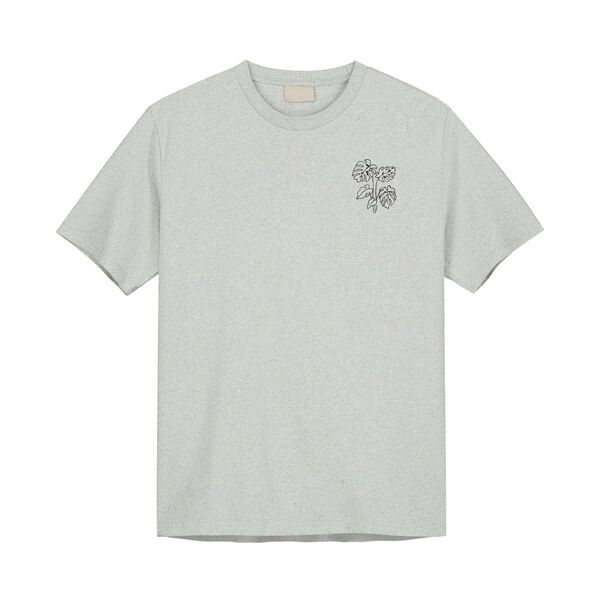 refurbed - Zirkuläres Unisex T-Shirt Monstera Print | grau | Größe L