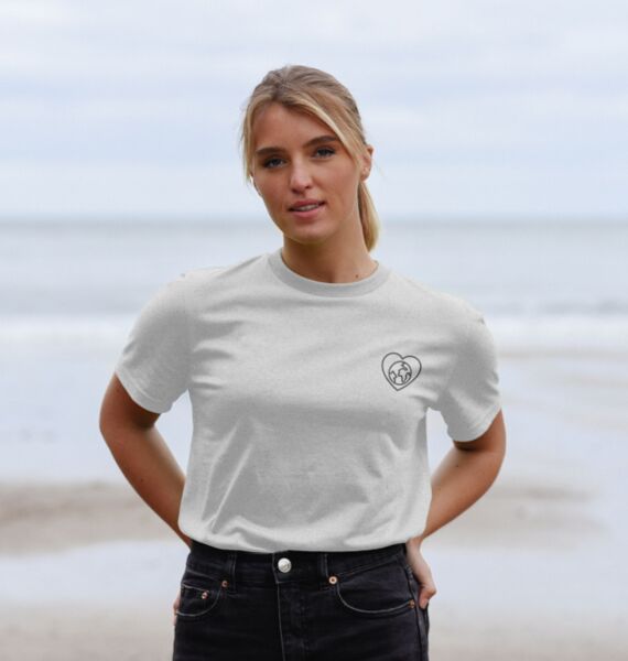 refurbed - Recycelbares Unisex T-Shirt Planet Love Print | grau | Größe XS
