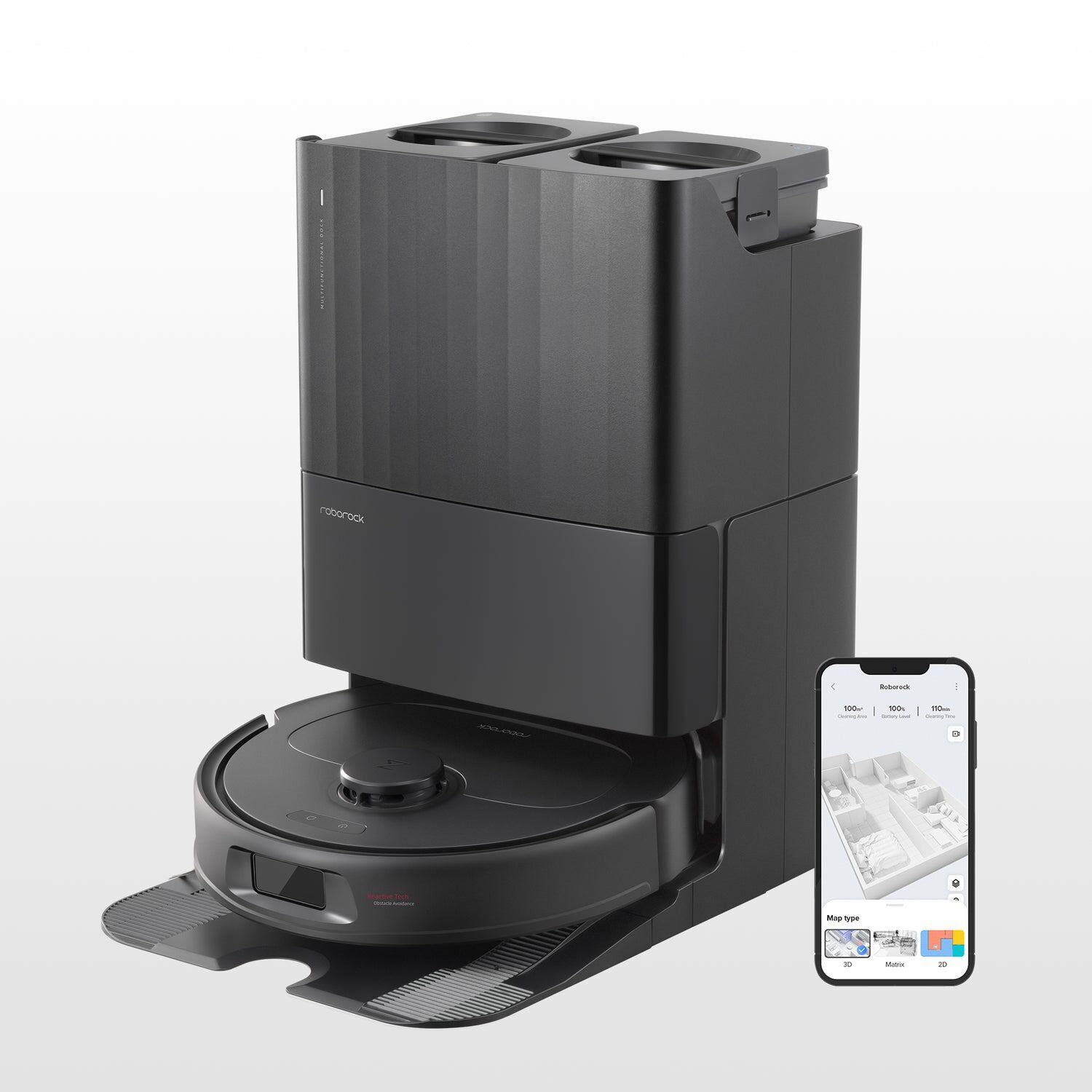 Roborock Qrevo S Staubsaugerroboter mit Wischfunktion inkl. Absaugstation schwarz