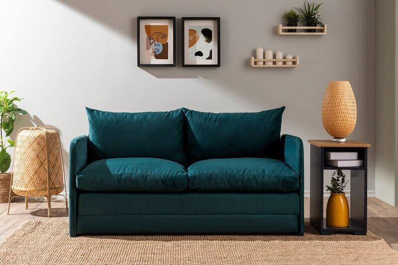 Saga Xl sofa bed 2-seater Petrol green | multicolored, image 1 of 4