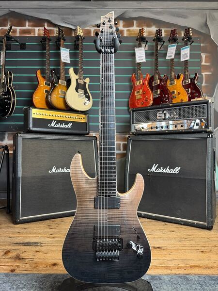 Schecter C-7 FR SLS Elite Black Fade Burst 2022 7-String Electric Guitar | Black Burst, image 1 of 5