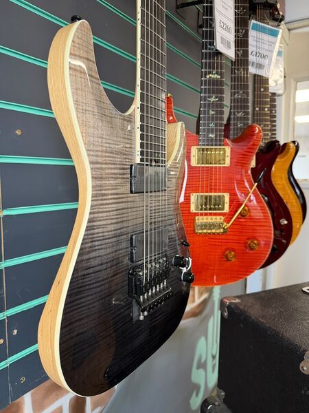 Schecter C-7 FR SLS Elite Black Fade Burst 2022 7-String Electric Guitar | Black Burst, image 3 of 5
