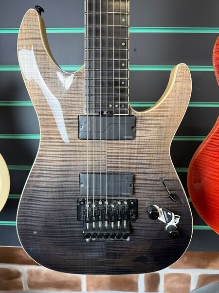 Schecter C-7 FR SLS Elite Black Fade Burst 2022 7-String Electric Guitar | Black Burst, image 4 of 5