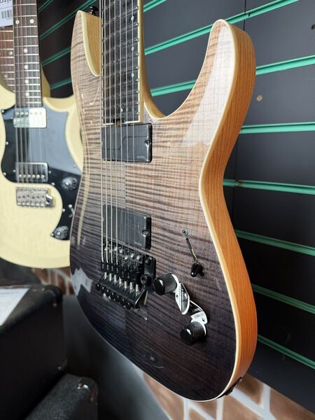 Schecter C-7 FR SLS Elite Black Fade Burst 2022 7-String Electric Guitar | Black Burst, image 5 of 5