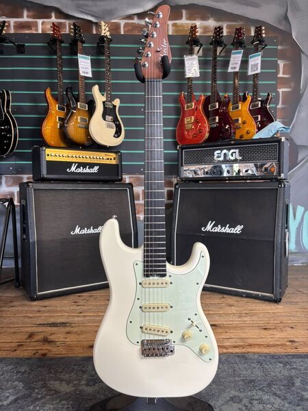 Schecter Diamond Series Nick Johnston Signature Atomic White Electric Guitar | white, image 1 of 5
