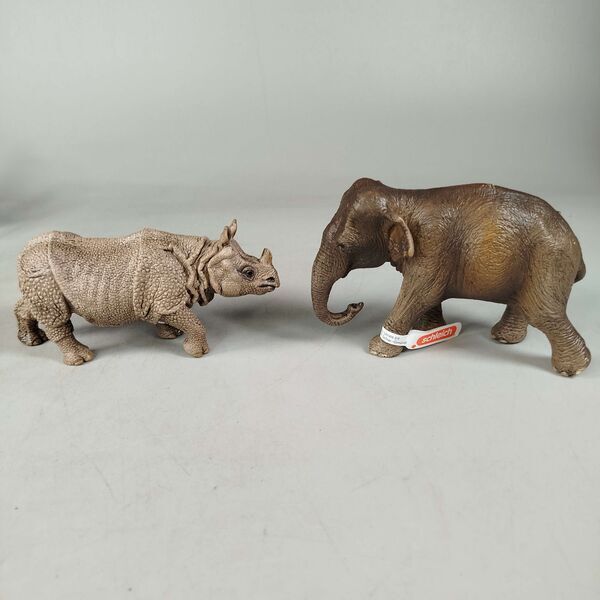 Schleich Tiere Bundle 3x Elefant Nilpferd Nashorn Tierfigurene | multicolored, image 2 of 3