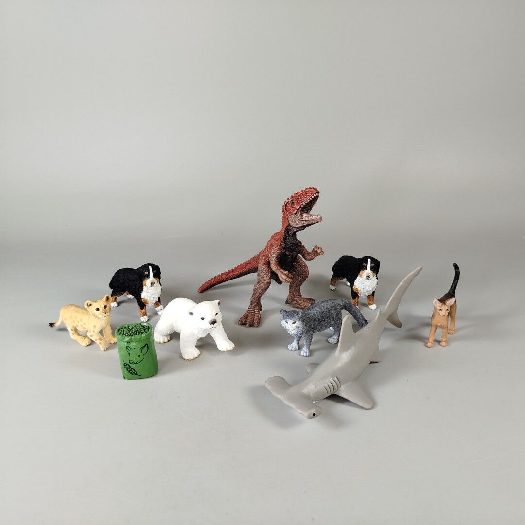 Schleich Tierfiguren Set von 9 - Dinosaurier & Bauernhoftiere