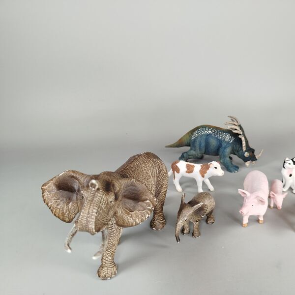 Schleich Tierfigurenset von 10, Elefanten, Hunde, Katzen, Dinosaurier | mehrfarbig 4