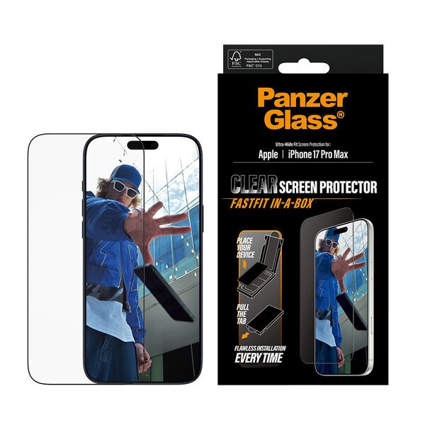 Ekrano apsauga iPhone (Easy Install Kit) | PanzerGlass™ | iPhone 17 Pro Max/iPhone 18 Pro Max | skaidri, image 3 of 3