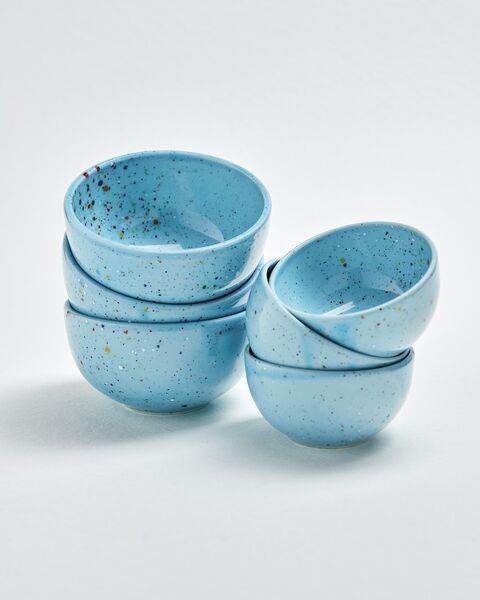 Set of 2 Party Mini Mini Handmade Ceramic Bowls | blue, image 1 of 5