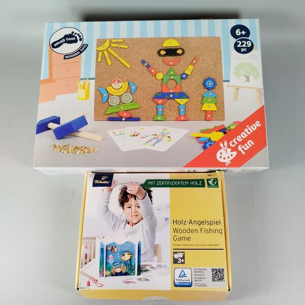 Small Foot, Tchibo Holz-Angelspiel & Hammer-Zirkelspiel | mehrfarbig 1