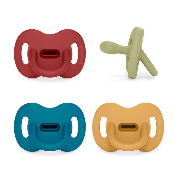 Suavinex Schnuller aus Silikon 4er-Pack | Mehrfarbig | 0 Monate – 6 Monate 1