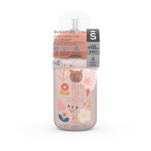 Suavinex Training Cup mit Trinkhalm | 340 ml | pink | Version Englisch 3