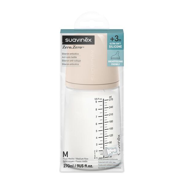 Suavinex Zero Zero Anti-Colic Babyflasche | beige/white 5