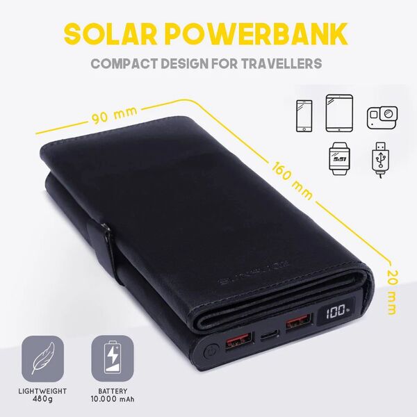 Sunslice Electron (10,000mAh) Solar Power Bank | black/blue 3