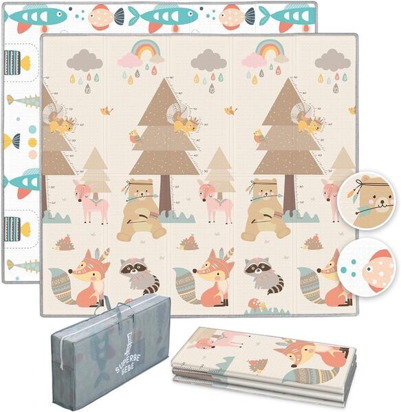 Superbe Bebe Faltbare Baby-Krabbelmatte | multicolored | Fish | 150 cm 1