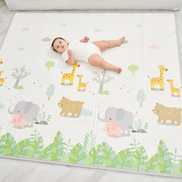Superbe Bebe Faltbare Baby-Krabbelmatte | mehrfarbig | Zoo | 150 cm 1