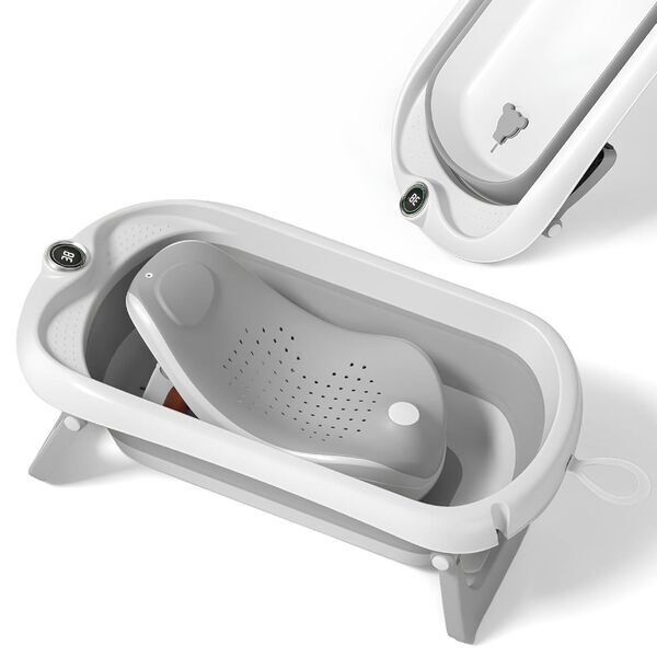 Superbe Bebe Faltbare Babybadewanne mit Badesitz | gray 1