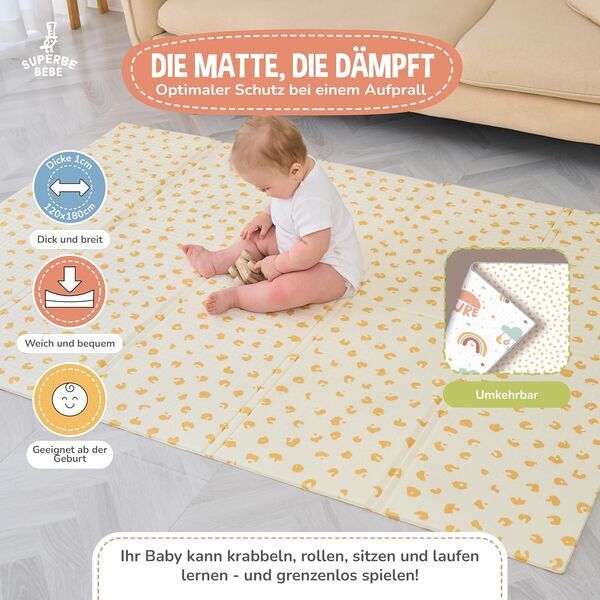 Superbe Bebe Faltbare Spielmatte | Mehrfarbig | 180 x 120 x 1 cm 2