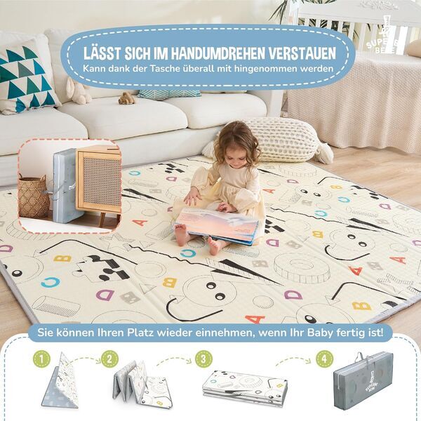Superbe Bebe Faltbare play mat | blue | 180 x 120 x 1 cm, image 3 of 3