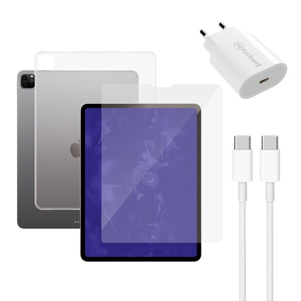 Chargeur rapide (20W), câble (usb-c), protecteur d'écran pour tablette et étui transparent pour tablette | iPad 12.9" | transparent 1