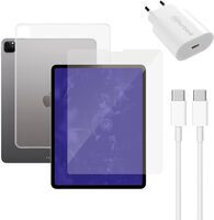 Quick charger (20W), cable (usb-c), tablet screen protector & transparent tablet case