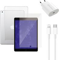 Rychlonabíječka (20 W), kabel (Lightning), ochranný kryt displeje tabletu a průhledné pouzdro na tablet